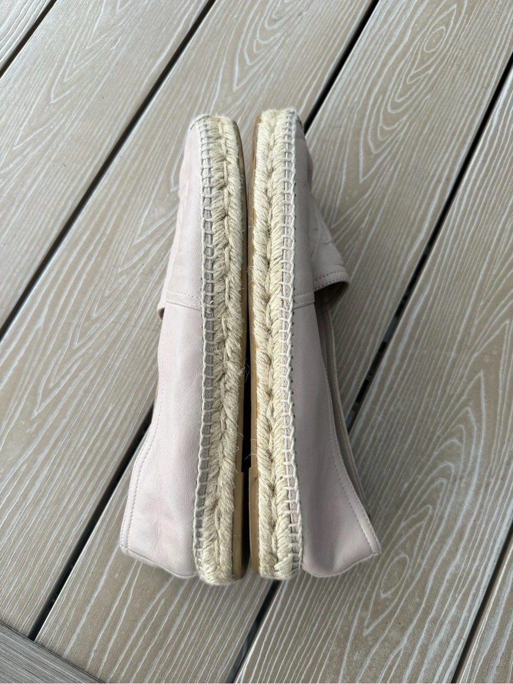 Yves Saint Laurent Pale Blush Leather Espadrille Flats
